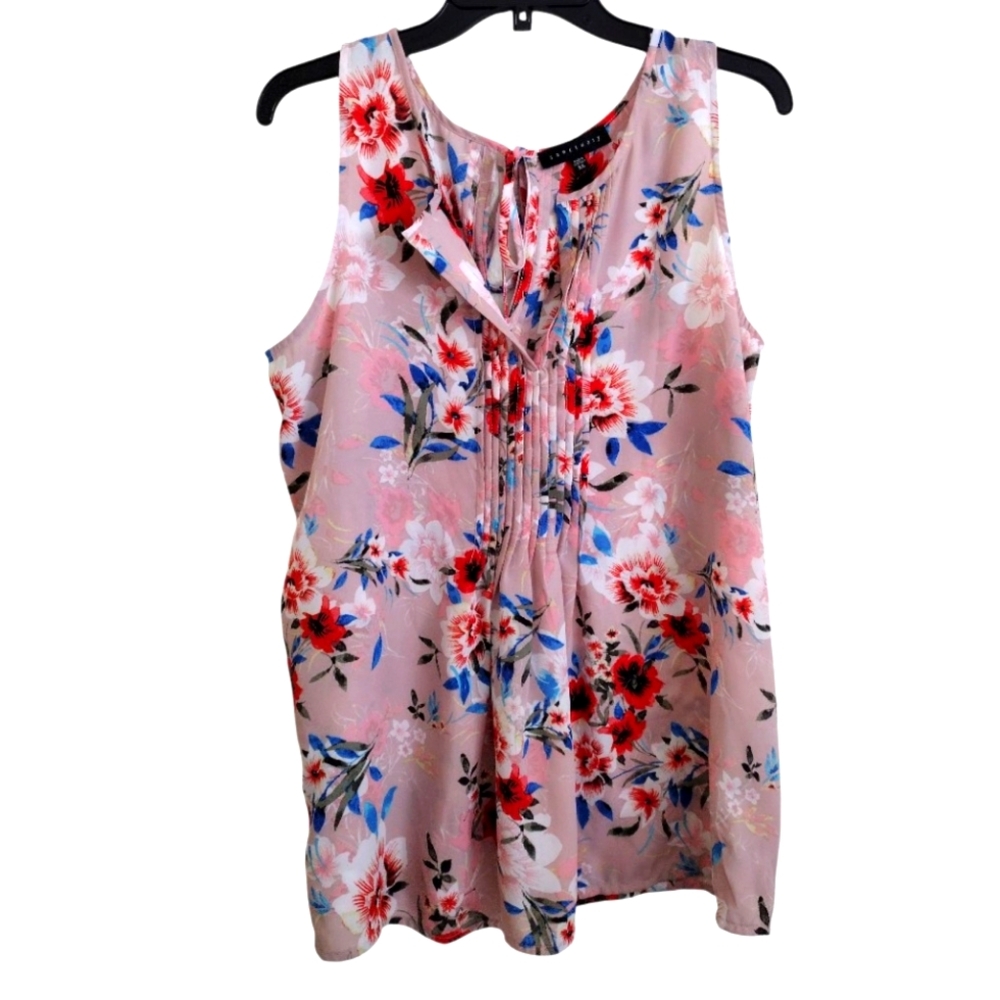 Sanctuary Floral Pink Multicolor Sleeveless Top Size XL